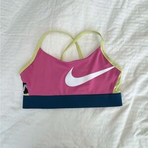 Nike Pink & Navy Dri-FIT Sportsbra Medium